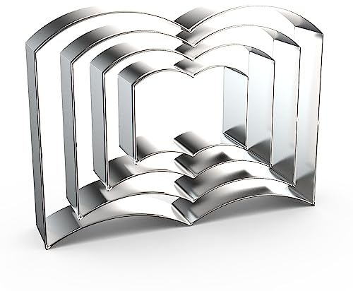 Ausstechformen-Set mit offenem Buch, verschiedene Größen, 12,7 cm, 10,2 cm, 7,6 cm, 5,1 cm, 4-teilig, Edelstahl