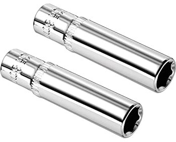 Kozelo 2pcs 6 Point Deep Socket - [1/4 Inch x 8mm] Square Drive for Car Mechanical Equipment Repair Use, CR-V Steel Metric Sizes