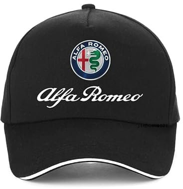 Verstellbare Unisex-Baseballmütze aus Baumwolle, für Alfa Romeo Giulia Stelvio Giulietta 159 147 156 Team Schiebermütze mit Auto-Logo,Black