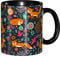 RFSHOP Tazza in ceramica con volpe floreale, tazza da tè, caffè e cioccolata calda, per casa e ufficio, 325 ml