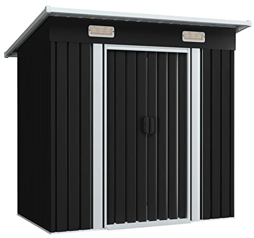Festnight Gartenschuppen Metall Gerätehaus Fahrradgarage Anthrazit Stahl Geräteschuppen Fahrradunterstand Unterstand Gartenhaus Schuppen Motorradgarage Gartenschrank Wetterfest