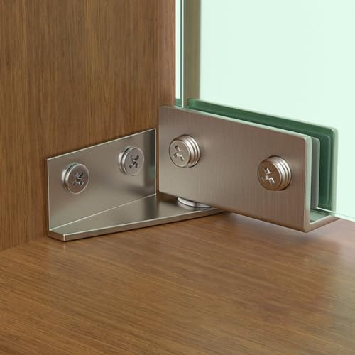 SPORTARC 2 bisagras de puerta de cristal, accesorios de muebles de fijación de puerta de vidrio, bisagras de gabinete de exhibición de puerta de vidrio no perforadas (plateado)