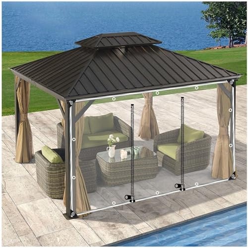 Durchsichtige Pavillon Planen Seitenwände, Transparente Wasserdichte Planenvorhänge Für Außen Mit Reißverschlusstür, 0,3mm Planenregenvorhänge, Pergola/carport-seitenvorhänge,WxH-1.4x3m/4.6*9.8ft