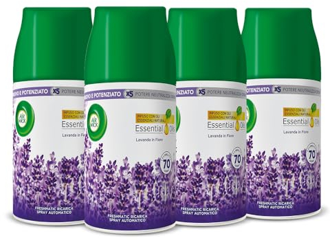 Airwick Kit Freshmatic Profumatore per Ambienti : 4 Freshmatic Ricariche alla fragranza di Lavanda in Fiore, 4x250ml