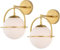 Alighting 2er-Set Wandleuchten in Gold mit 15 cm Milchglasschirm Mid Century Modern Wandlampen für Küche Flur Schlafzimmer Bad(keine Glühbirnen)