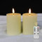 LUCOZA 2er Set Flackernde Flammenlose LED Kerzen mit Timer und Fernbedienung für Innen, 10 cm Batteriebetriebene LED Echtwachskerzen, Realistische Stumpenkerze mit 3D-Dochtlich, Creme
