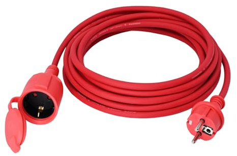YIDE Prolunga da 4 m, in gomma per esterni, con spina Schuko, per esterni, IP44, cavo di prolunga H05RR-F 3G, 1,5 mm², 3500 W, cavo elettrico esterno con cappuccio protettivo, rosso