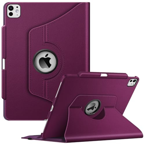 Fintie Étui Rotatif pour iPad Pro 13 (M4) 2024 avec Porte-Stylet, Support de Protection pivotant à 360° et Fonction de Mise en Veille/réveil Automatique, Violet