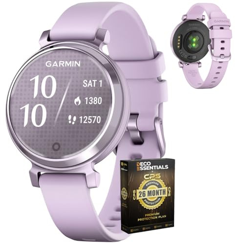 Garmin 010-02839-01 Lily 2 Smartwatch Metallic Lilac with Lilac Silicone Band Bundle with 2 YR CPS Enhanced Protection Pack