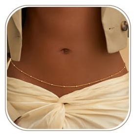 ASCOMY Waist Chains for Women 14K Gold Plated Body Chains