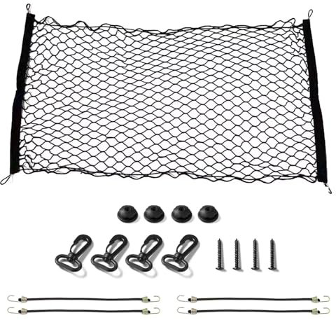 Barrera Seguridad Perros, Red Grande para Maletero de Coche, Plegable y portátil, Reja Coche Perro Maletero Universal, Malla Coche Elástica, con Cuerda De Ajuste y Gancho Adecuado