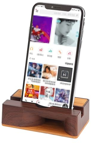 UnnFiko Wooden Sound Amplifier Stand Holder for iPhone, Natural Loudspeaker Mini Megaphone Cell Phone Stand (Wooden)