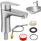 Einhebel Wasserhahn Bad,Edelstahl Waschtischarmatur,Wassersparende Kleine Armatur Gäste WC,Gäste WC Wasserhahn mit Anschlussschlauch,Kaltwasserhahn nur kaltwasser,Wasserhahn Kaltwasser mit Auslauf