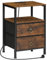 HOOBRO Table de Chevet avec Station de Charge, Table d’Appoint avec 2 tiroirs et étagère Ouverte, Marron Rustique et Noir EBF110CBZ01