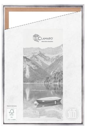 CLAMARO 'SFR35' Schattenfugenrahmen für 100x120 cm Keilrahmen | Silber | MDF-Holz Bilderrahmen für Keilrahmen Leinwände inkl. Aufhänger und Montagematerial