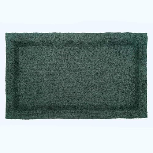 Homescapes Großer Badvorleger waldgrün, XXL Badematte 70x120 cm, Baumwoll-Badteppich Premium mit Wende-Design