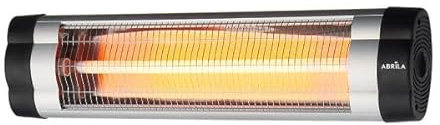 Calefactor Exterior Infrarrojo 1500W con Termostato, Dimensiones 20x61x8.5cm, Montaje Pie/Pared, Ideal para Calentar Espacios Exteriores.