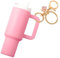 DAJISI Mini Cup Key Rings, Silicone Cup Keychains for Stanley Cup Cute Keyring with Butterfly Charms Cute Keychains Mini Cup Keychain Accessories for Women Girls School Bag Backpacks（Pink）
