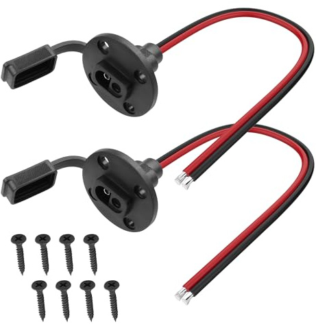 2 Pack SAE-Steckdosen-Seitenwand-Anschlusskabel YACSEJAO 12AWG 1,3FT/40CM Wetterfester SAE-Schnellanschluss für Solarpanel mit 8 Schrauben (SAE-Blanker Draht)