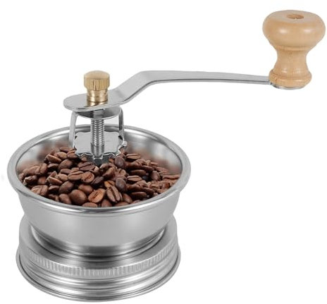 Stainless Steel Mason Jar Coffee Grinder Portable Coffee Grinder Lid Attachment Manual Coffee Grinder with Crank Handle Mason Jar Accessories for Camping Home Barista Silver(70mm)