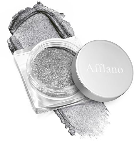 DE'LANCI Ombretto glitter argento, ombretto crema, ombretto metallizzato, trucco argento smokey-eye, lucido lunare, eventi di gala e look futuristico, altamente pigmentato, impermeabile, vegano #05