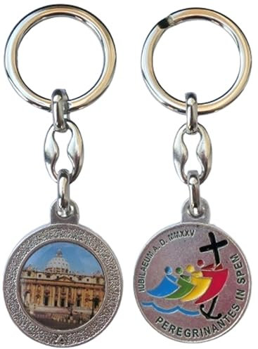Generico Porte-clés porte-clé jubilé 2025 carré saint pierre basilique et logo émaillé à la main argent 9 cm, argent, S