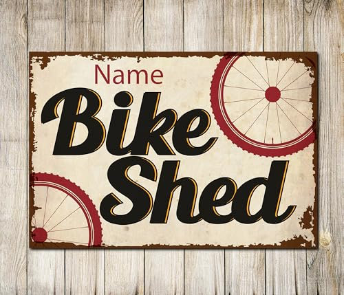 PERSONALISED Bike Sign Cycling Gift Custom Bike Shed Wall Decor Metal Plaque