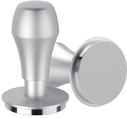 Normcore 57 mm Kaffeestampfer V4.1 mit Klick-Sound-Feedback, federbelasteter Tamper mit flachem Boden aus Edelstahl, kompatibel mit Lelit Anna Siebträger, Silber