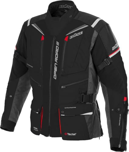 Büse Open Road III wasserdichte Motorrad Textiljacke, schwarz/rot, 60 | Wasserdicht