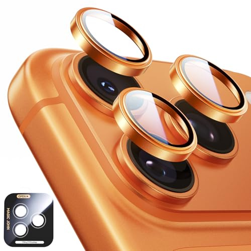 MAGIC JOHN 2 Set for iPhone 17 Pro Max/17 Pro Camera Lens Protector -Orange | 9H Hardness Tempered Glass, Individual Lens Protection, Anti-Scratch, HD Clear, Night Shot Compatible
