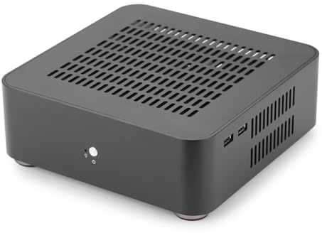 Fegtrtyoa Mini Case Htpc Tout Châssis en Aluminium Mini Itx Computer Gaming PC Desktop Case avec 8 Broches d'alimentation PSU Black