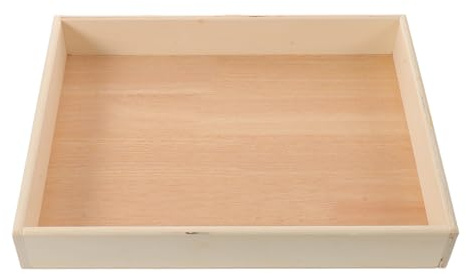 Mini Zen Sand Tray Beige Wooden Desktop Decorative Tray | 15.72x11.79x2.36in, Creative Arrangement for Meditation and Work, Elegant Grain Finish