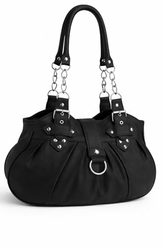 Eye Catch Women’s Shoulder Bag Faux Leather Handbag, Medium Tote with Zip & Magnetic Flap Closure, Twin Handles for Everyday Use