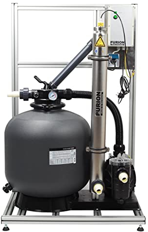 PURION 80 Filtersystem mit UV-C-Anlage für Pools bis 90m³ Hohe Effinzenz durch Moderne UV Anlage (Edelstahl ohne Lebensdauerüberwachung)