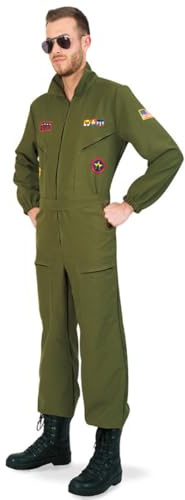 FRIES Fritz Söhne GmbH & Co Herren Kostüm Kampfpilot Overall grün Militär Pilot Flieger-Uniform (M)
