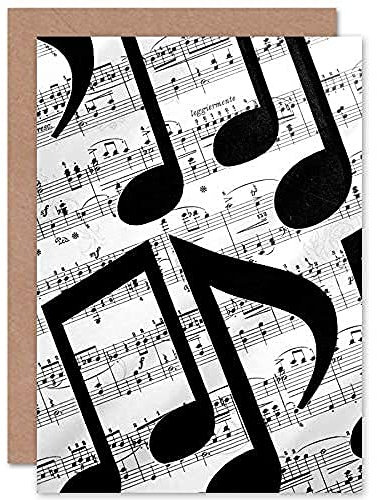 Fine Art Prints Musical Notes Sheet Music Greetings Card,White|grey|black|beige