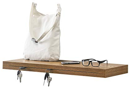 [en.casa] Wandboard 80 x 23,5 x 5 cm - Walnuss-Imitat - Wandregal Hängeregal Ablage Schlüsselbrett Schlüsselboard