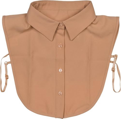 styleBREAKER Damen Blusenkragen Einsatz mit Knopfleiste Unifarben, Kragen für Blusen und Pullover 08020004, Farbe:Beige