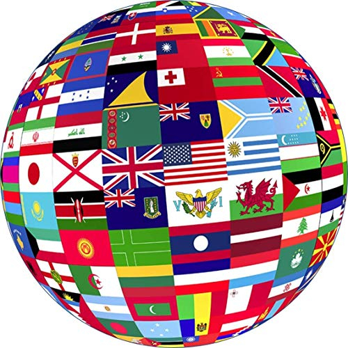World Flags Round Circle Cake Edible Icing or Wafer Topper 7.5 inch (Wafer)