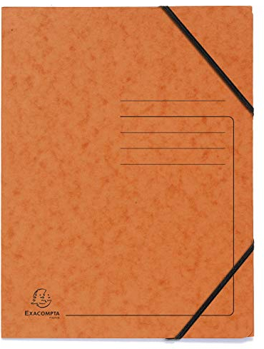 Exacompta 555414E 5er Pack Premium Eckspanner-Mappe. Made in Germany. Aus extra starkem Colorspan-Karton DIN A4 mit 2 Gummizügen Sammelmappe Dokumentenmappe ideal für Büro und Schule orange