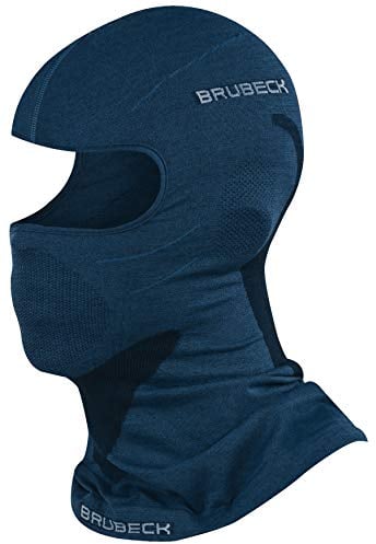 BRUBECK Sturmhaube Damen & Herren | Gesichtshaube | atmungsaktive Gesichtsmaske Radfahren | Sport | Balaclava Motorcycle | 41% Merinowolle | Gr. L - XL | Marineblau | KM10370 | X-FACE