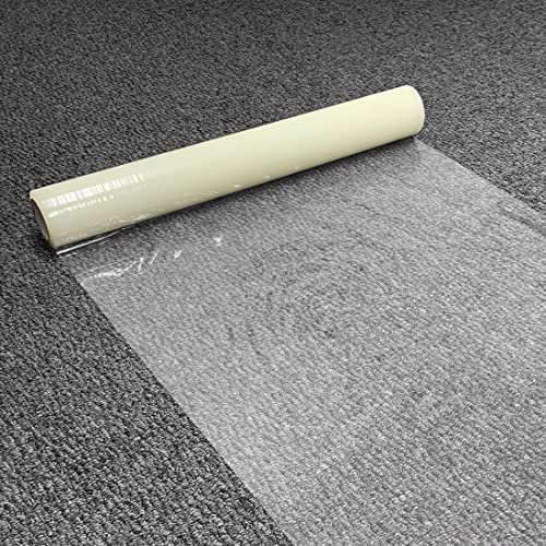 Besto Plastic Carpet Protector - Extra Thick 90 Micron Dust Sheet - Self Adhesive Floor Protector Roll for Non-woolen Carpet, Rug, Hallway Runner, Stair | 60cm x 25m