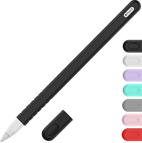 YINVA Sleeve Cover Compatible with Apple Pencil 2nd Generation, Grip Skin Case Accessories Compatible with iPad Pencil 2 Gen with Nib Cap (Black)