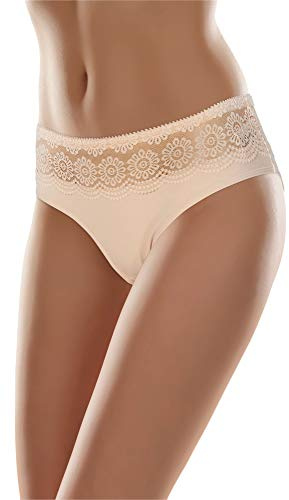 Merry Style Damen Slip aus Baumwolle mit Spitze atmungsaktive Unterhose mit klassischem Schnitt weiche Damen Unterwäsche MSGAB21