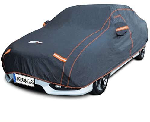 Upgrade4cars Telo Copriauto Premium da Esterno Imbottito e Impermeabile con Cinghie e Cerniera | Copertura Auto Felpato Universale Antigraffio per Estivo e Invernale 431 * 165 * 120 cm