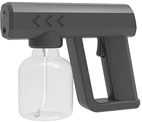 MagiDeal Nebulizador desinfectante de luz Azul, pulverizador de Pistola de Vapor Nano portátil, máquina de pulverización desinfectante, atomizador inalámbrico - Negro