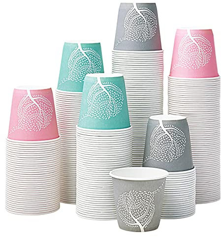 LITOPAK 300 Pack 3oz Disposable Bathroom Cups, Colorful Disposable Mouthwash Cups, Small Disposable Cups, Mini Paper Cups for Parties, Picnics, Barbecues, Travel and Events.