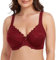 Ayigedu Women's Underwire Bra Non-Padded Floral Lace Plus Size Full Coverage Minimizer 38-D Wine Red