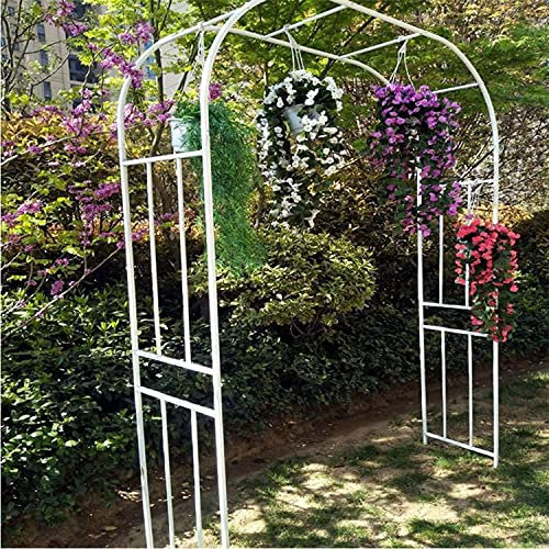 UIBAO Metal Arche Rosiers Kiosque De Jardin,Arche Jardin pour Soutien Plantes Grimpante Terrasse Archway Jardin Bridal Partie Décoration Pergola,White-260x240cm/102″×94″