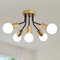 MRHYSWD Gold and Black Ceiling Lights Living Room Industrial Light Fittings Ceilings, 5 Lights Sputnik Ceiling Light Vintage Ceiling Lamp for Bedroom Kitchen Hallway with E27 Socket, Without Bulbs